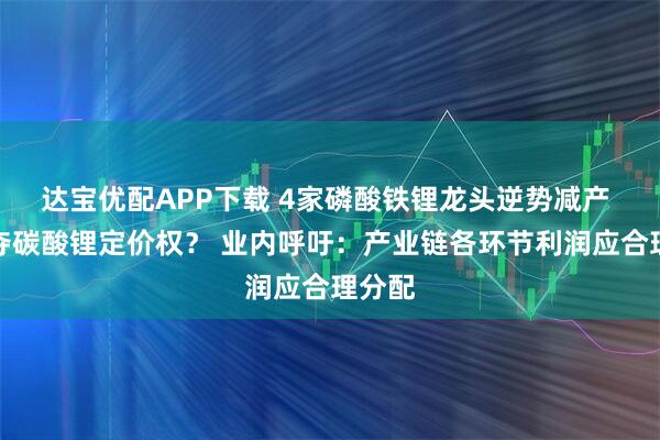 达宝优配APP下载 4家磷酸铁锂龙头逆势减产 为争夺碳酸锂定价权？ 业内呼吁：产业链各环节利润应合理分配